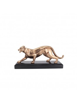 Living room cabinet animal figurines decoration gifts crafts resin copper leopard statue resin crafts sculpture home decor