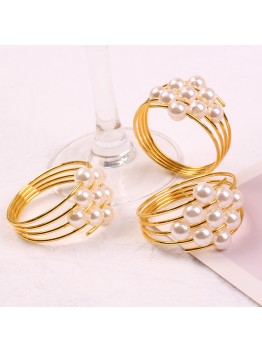 wholesale new metal wedding restaurant mouth cloth ring pearl napkin ring