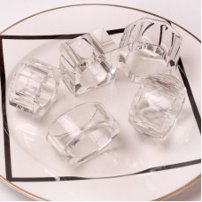Wholesale hotel crystal polygon round oval transparent mouth cloth ring buckle