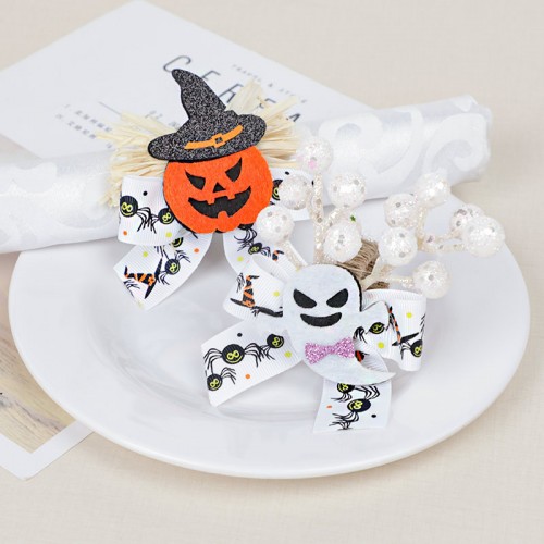 10PCS New Halloween restaurant table hemp rope ghost festival pumpkin devil napkin ring